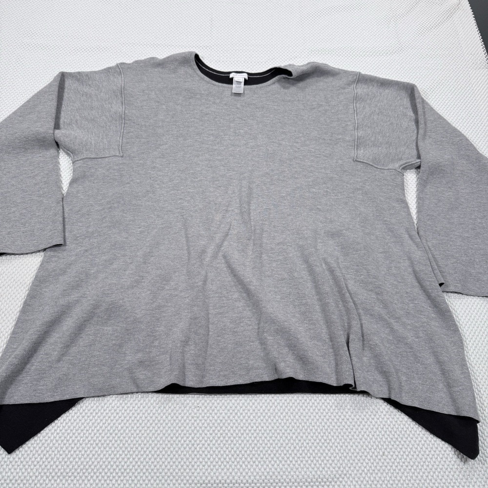 J. Jill Reversible Sweater Womens XL Gray Black Asymmetrical Hem Pullover